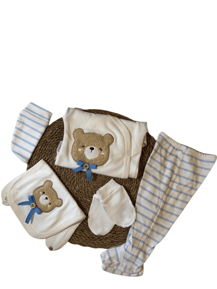 5'Li Ayı Desenli Nakışlı Set