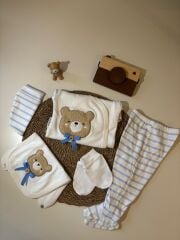 5'Li Ayı Desenli Nakışlı Set