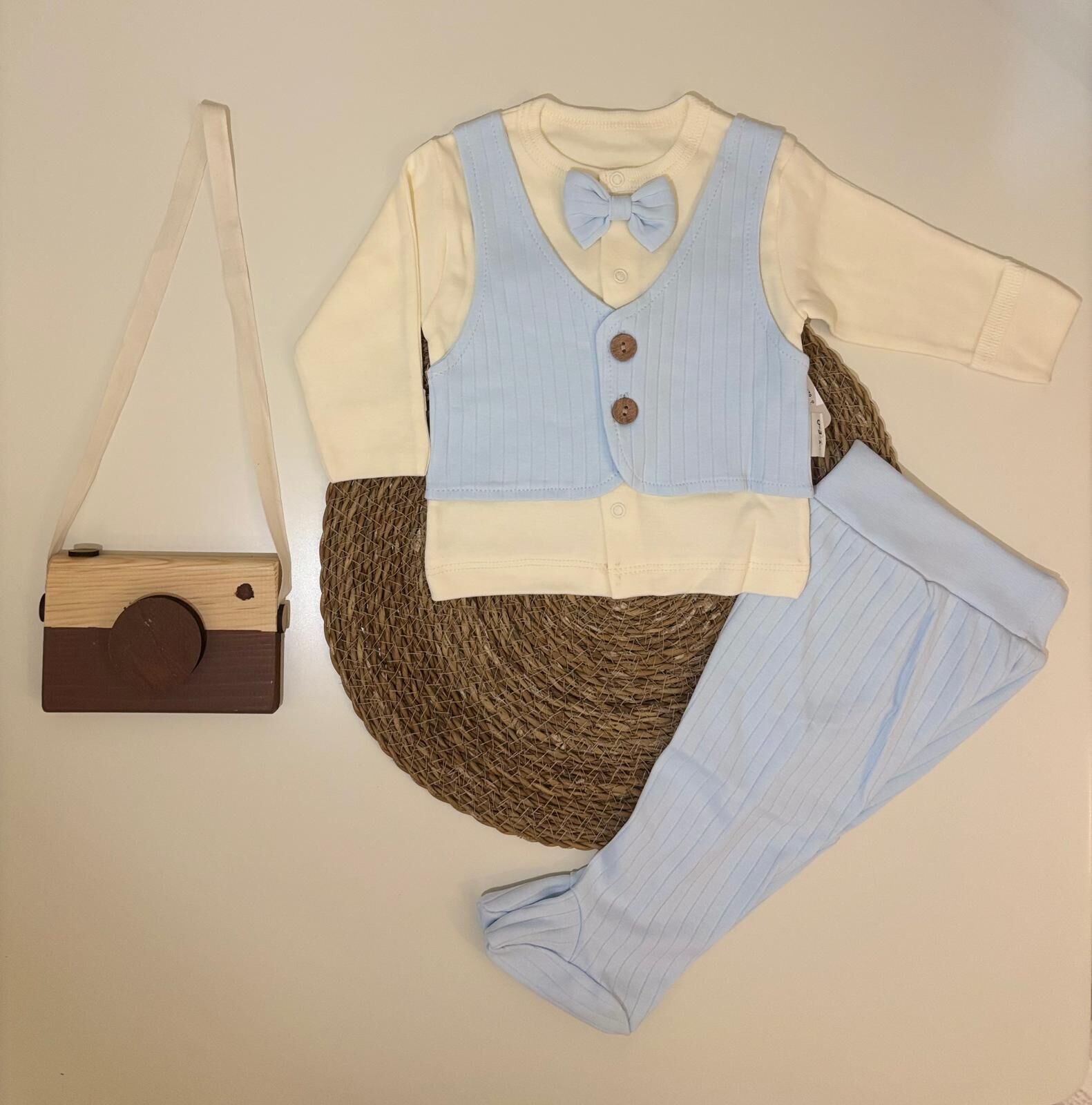 Yelekli Erkek 3'Lü Zıbın Takım