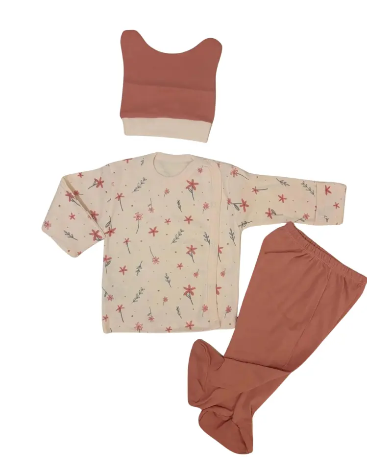 Çiçekli 3'Lü Zıbın Takımı