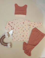 Çiçekli 3'Lü Zıbın Takımı