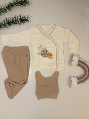 Çiçek Nakışlı 3'Lü Zıbın Takımı