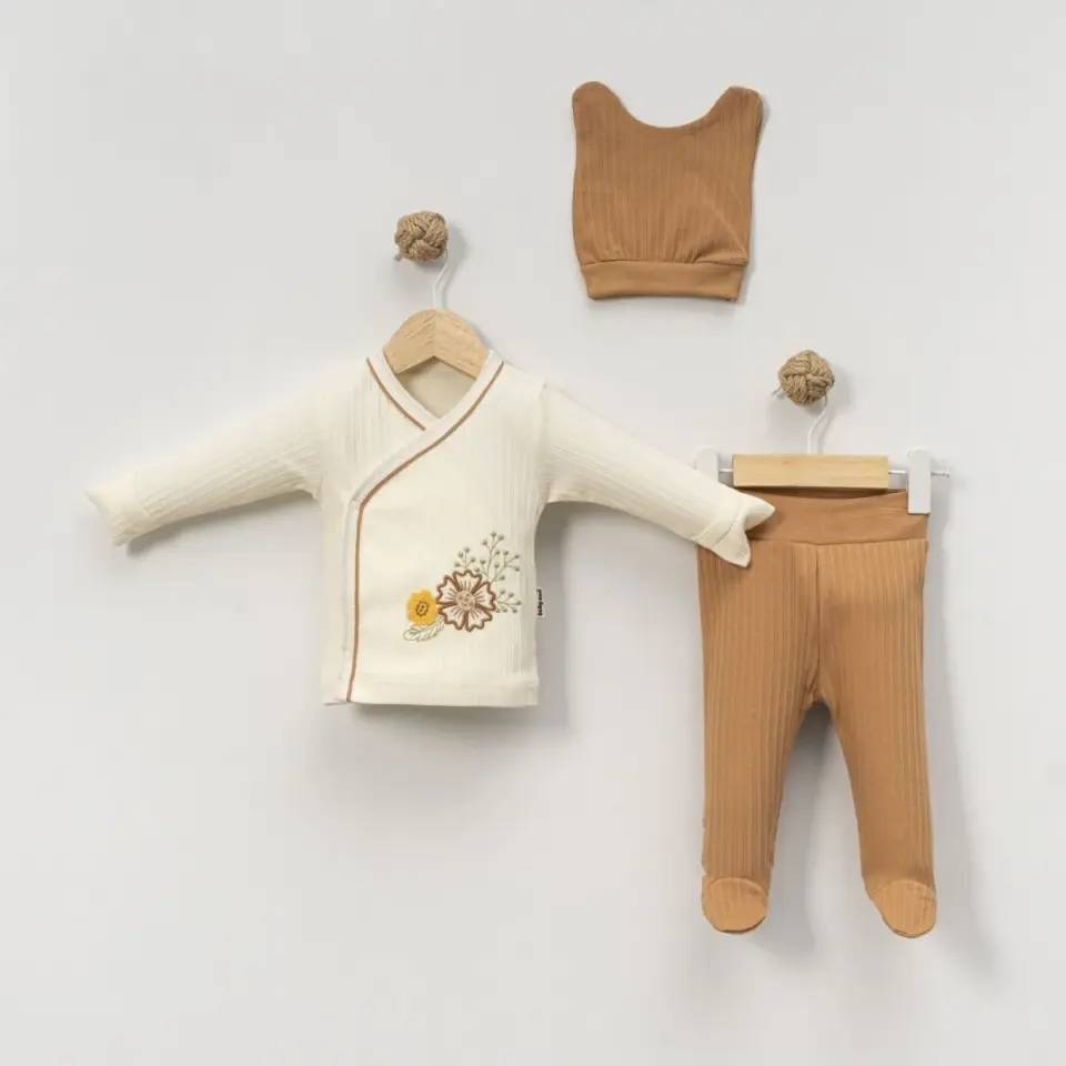 Çiçek Nakışlı 3'Lü Zıbın Takımı