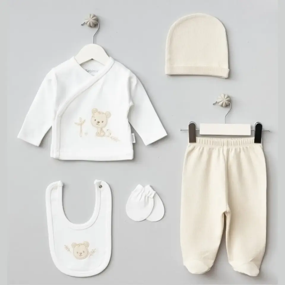 Sevimli Kaplan Desenli 5’Li Zıbın Seti