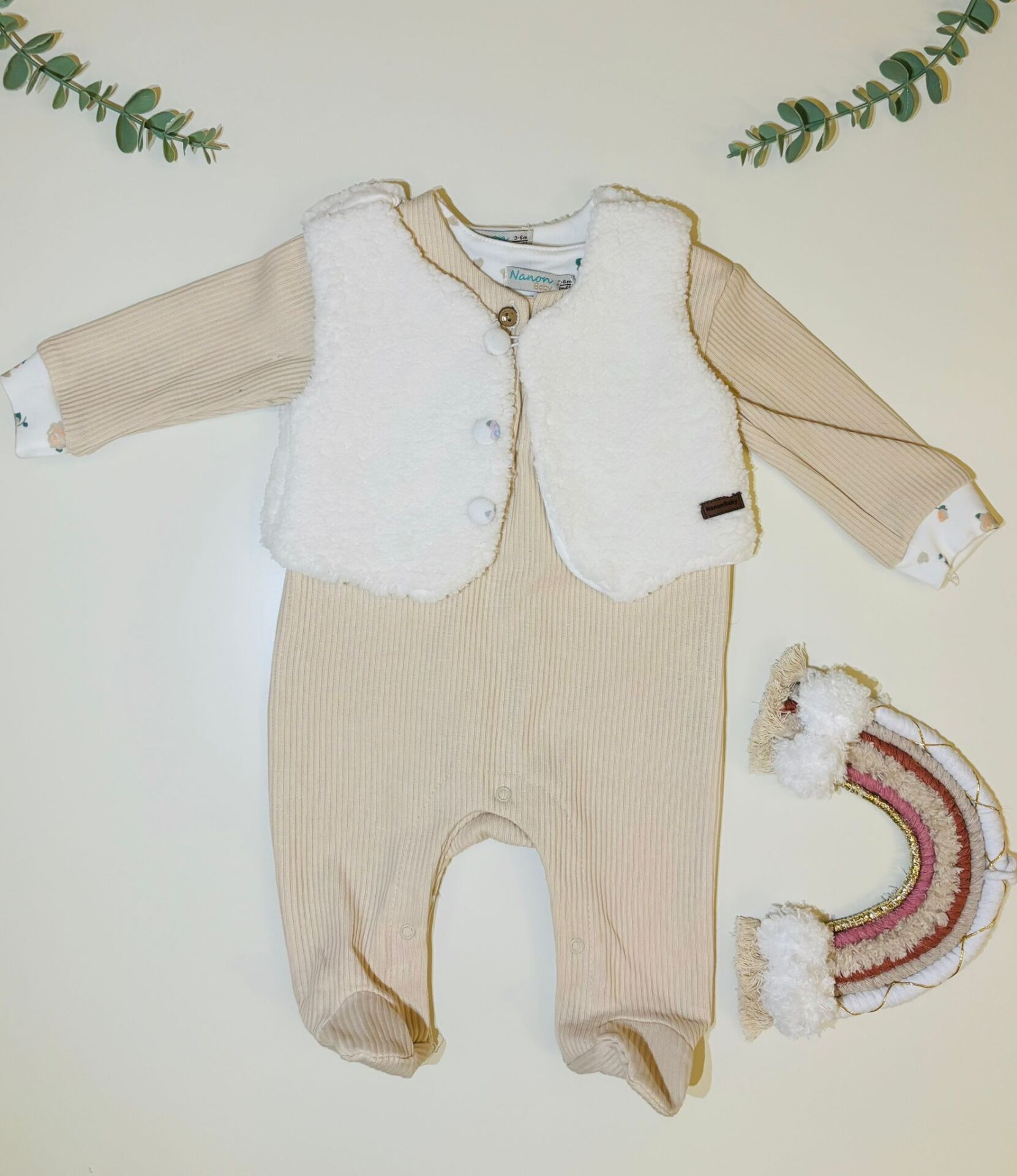 Yelekli Baskılı Kız Tulum