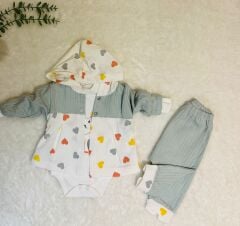 Kalpli 3'Lü Kapşonlu Takım