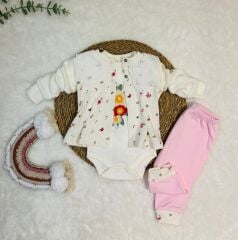 Yaka Detaylı Çiçekli 3’Lü Takım