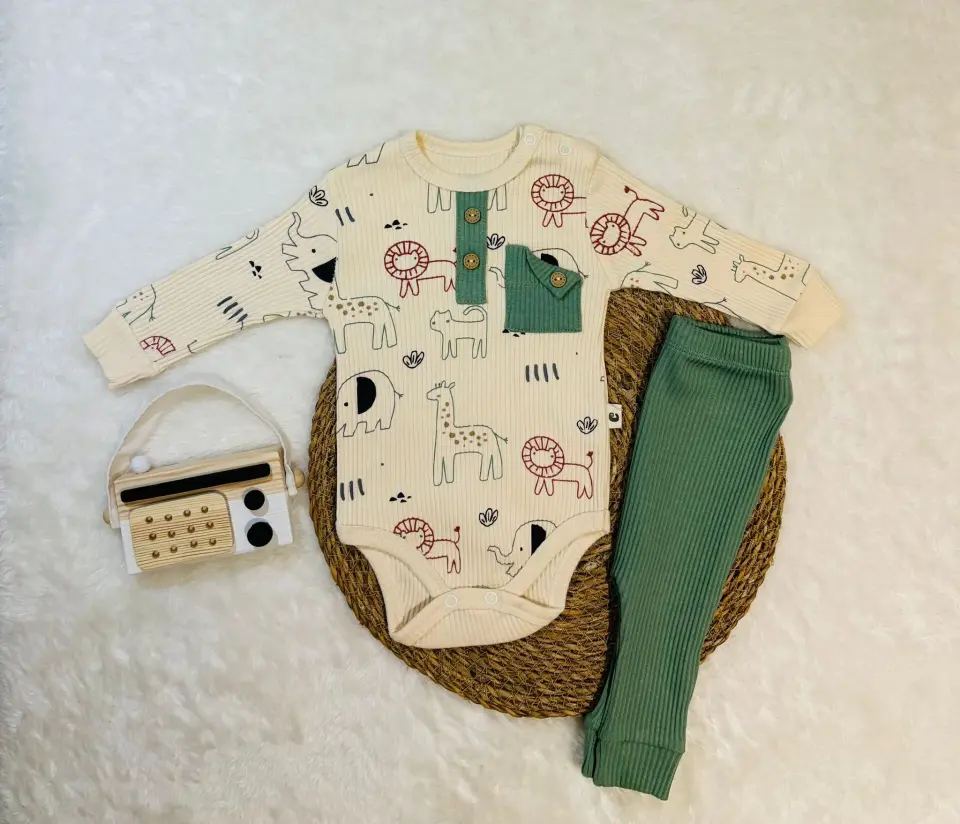 Hayvan Baskılı Çıtçıtlı Bady