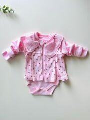 Çiçekli Yaka Detaylı 3'Lü Takım