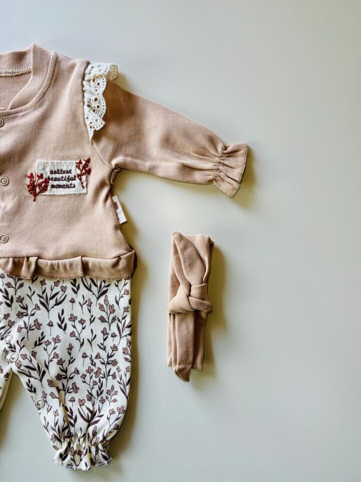 Çiçek Nakışlı Bandanalı Takım