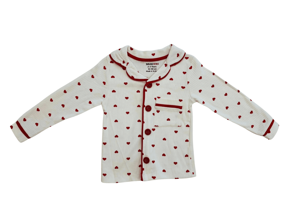 Kız Çocuk Kalp Desenli 2’li Pijama Takımı