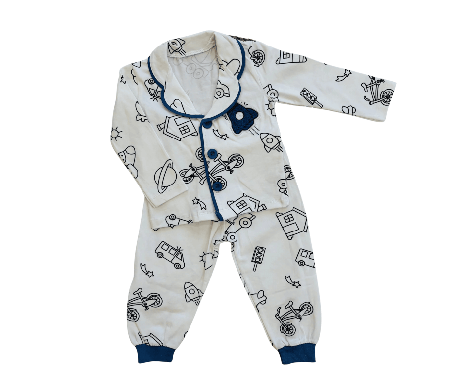 Erkek Çocuk Araç ve Bisiklet Desenli 2’li Pijama Takımı