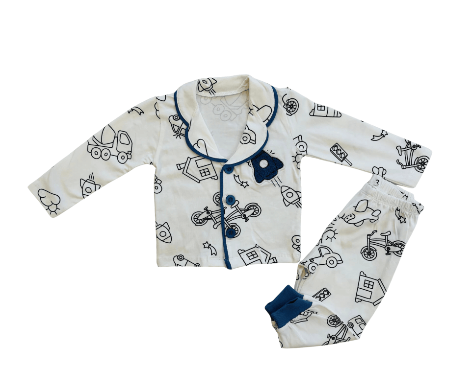 Erkek Çocuk Araç ve Bisiklet Desenli 2’li Pijama Takımı