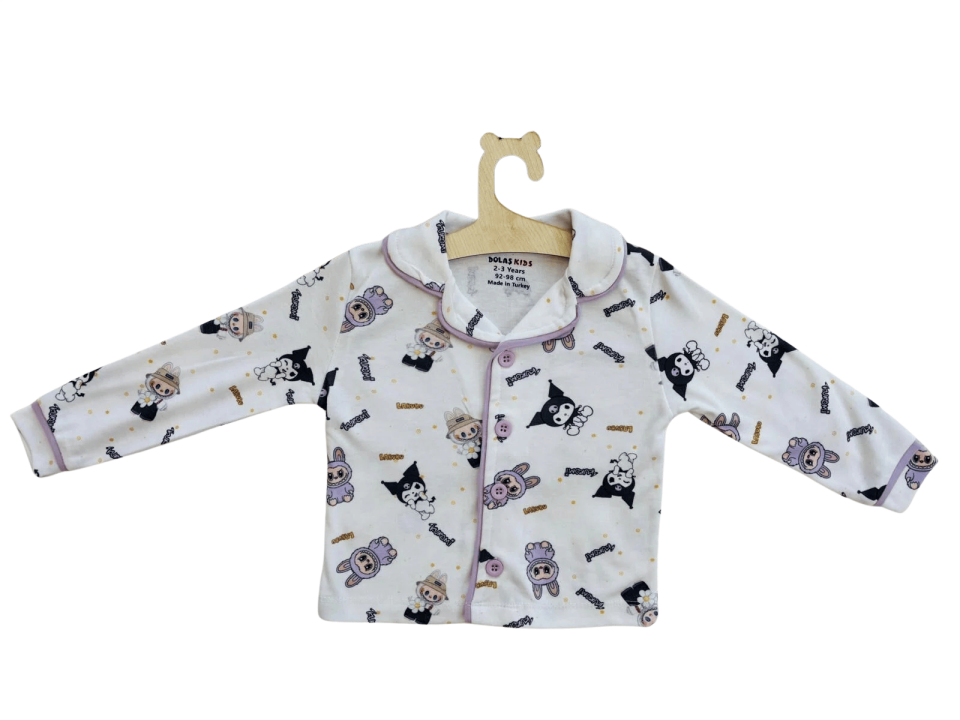 Kız Çocuk Sevimli Karakter Desenli  Kollu 2’li Pijama Takımı