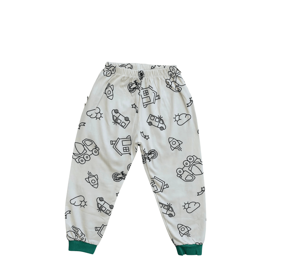 Erkek Çocuk Araç Desenli Uzun Kollu 2’li Pijama Takımı