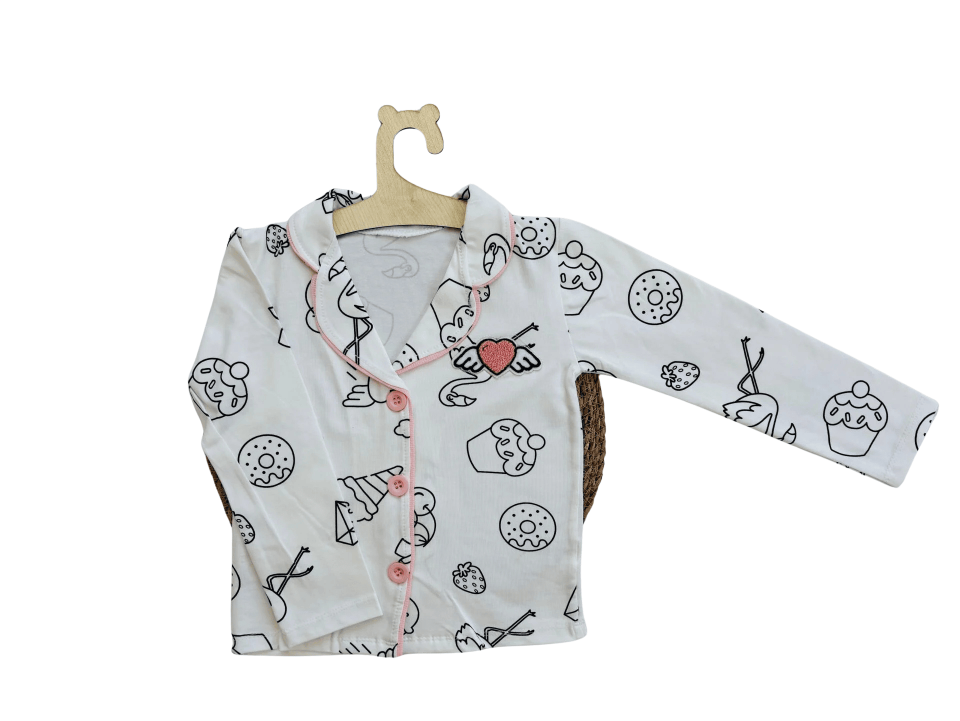 Kız Çocuk Çizimli Desenli Uzun Kollu 2’li Pijama Takımı