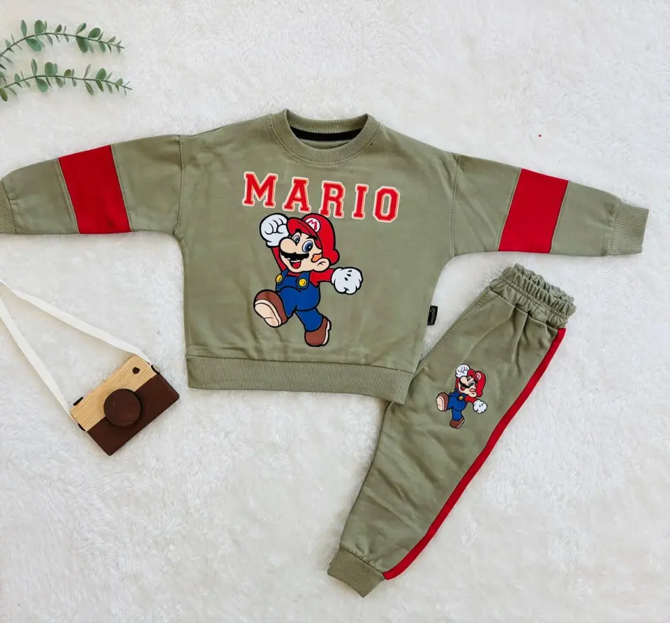 Erkek Çocuk Mario Baskılı 2’li Eşofman Takımı