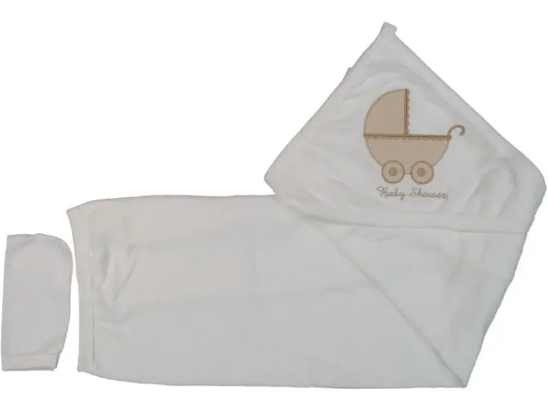 Kapüşonlu Baby Shower Nakışlı Bebek Havlu Seti
