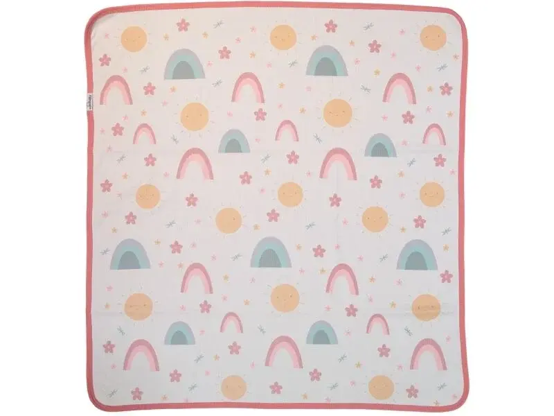 Gökkuşağı ve Güneş Desenli Penye Bebek Battaniyesi
