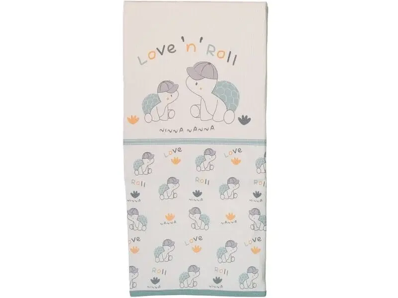 Love’n Roll Kaplumbağa Desenli Penye Bebek Battaniyesi