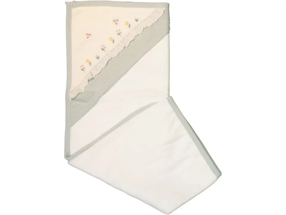 Arılı Çiçek Nakışlı Kapüşonlu Bebek Havlusu