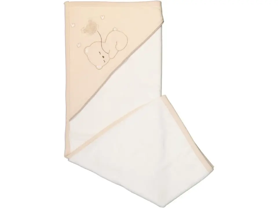Balonlu Ayıcık Nakışlı Kapüşonlu Bebek Havlusu
