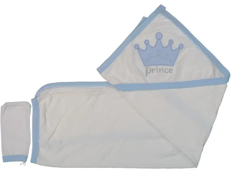 Prince Taç Nakışlı Kapüşonlu Bebek Havlusu