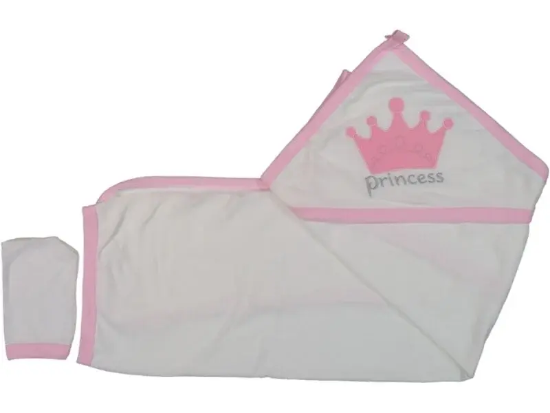 Prince Taç Nakışlı Kapüşonlu Bebek Havlusu