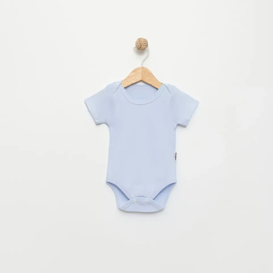 Mavi Kısa Kollu Çıtçıtlı Bebek Body