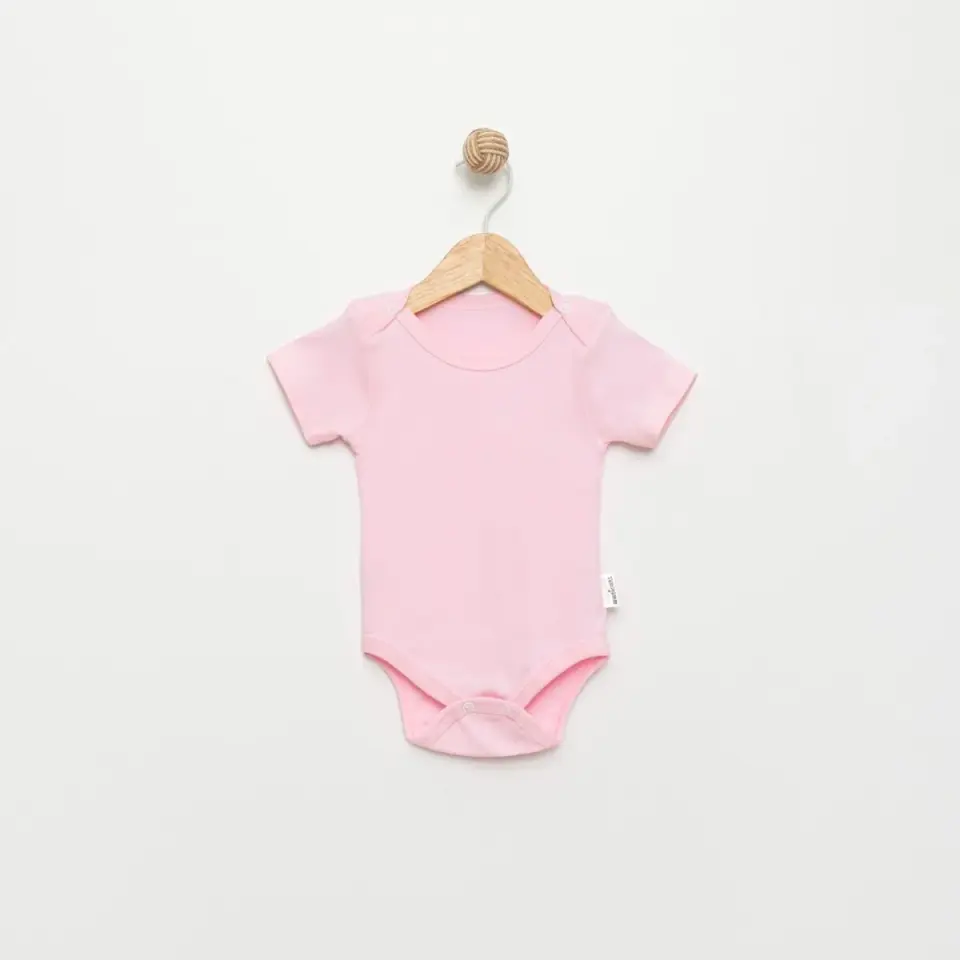 Pembe Kısa Kollu Çıtçıtlı Bebek Body