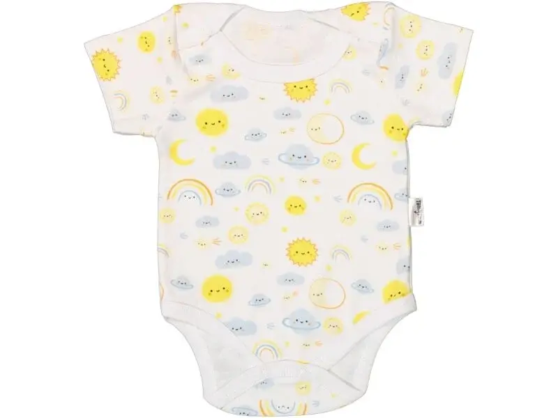 Gökyüzü Desenli Kısa Kol Bebek Body
