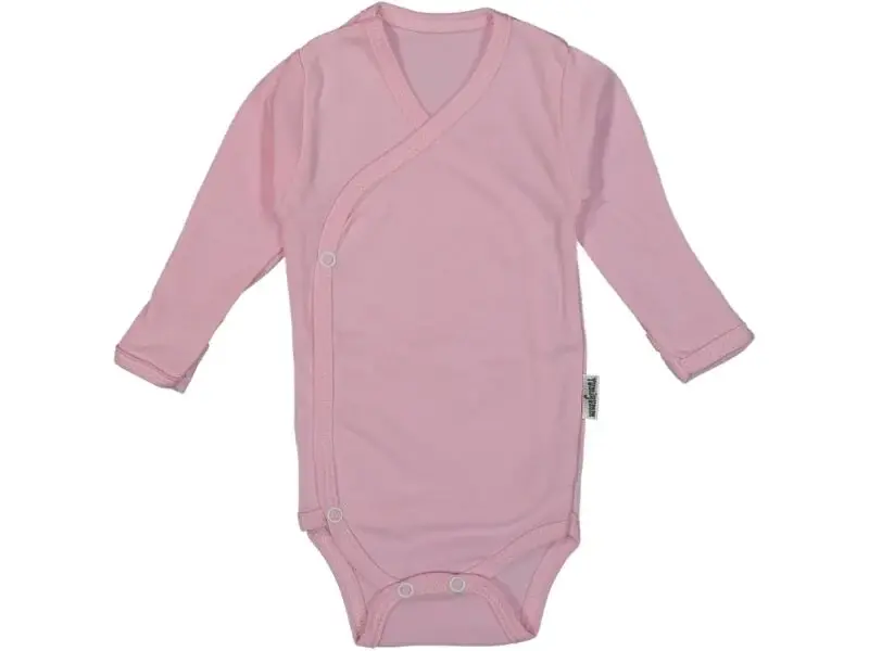 Eldivenli Pembe Uzun Kollu Çapraz Çıtçıtlı Bebek Body