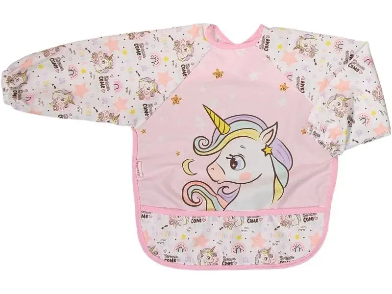 nicorn Desenli Uzun Kollu Su Geçirmez Mama Önlüğü