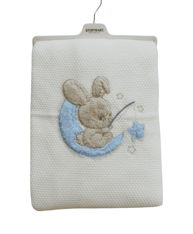 Tavşan Nakışlı Triko Battaniye