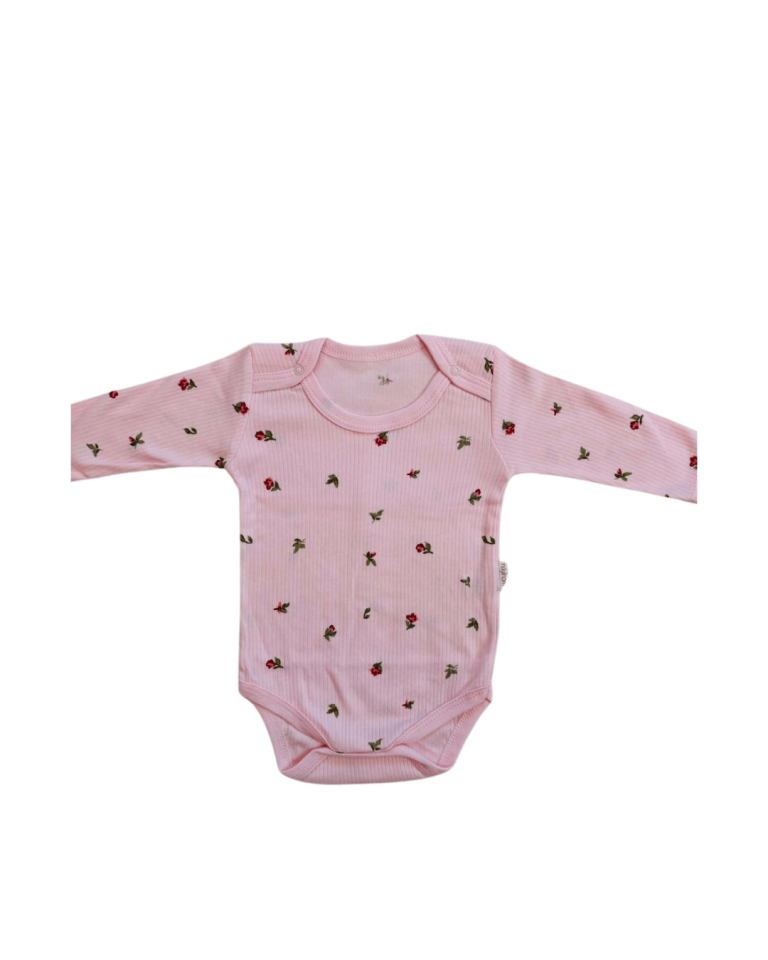 Çiçek Desenli Uzun Kollu Bebek Badi