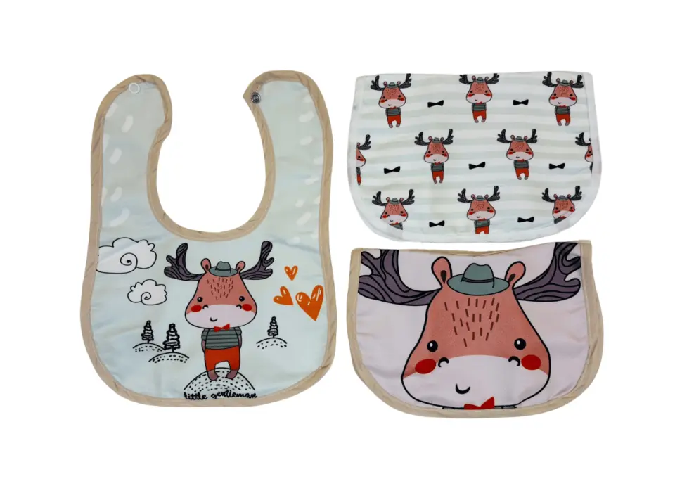 Geyik Desenli Bebek Önlük 3’lü Set
