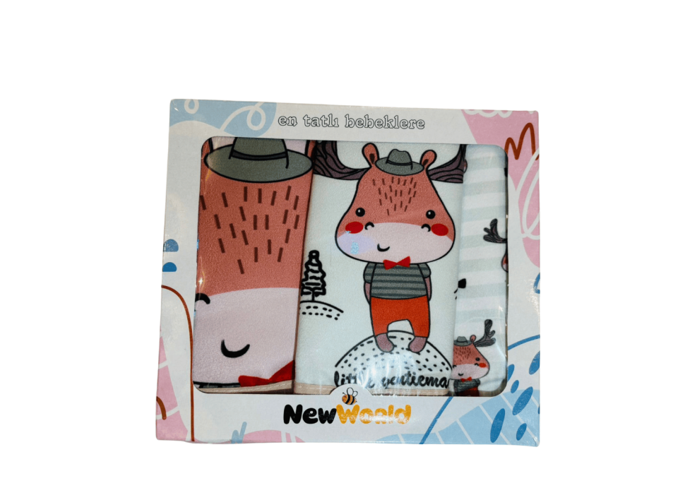 Geyik Desenli Bebek Önlük 3’lü Set