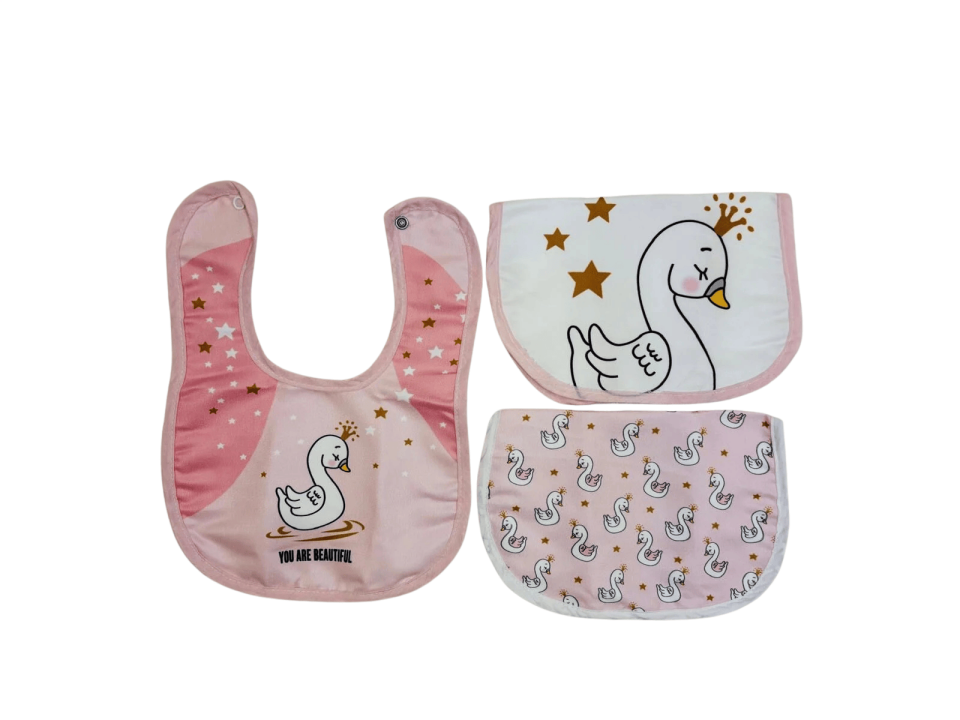 Kuğu Desenli Bebek Önlük 3’lü Set