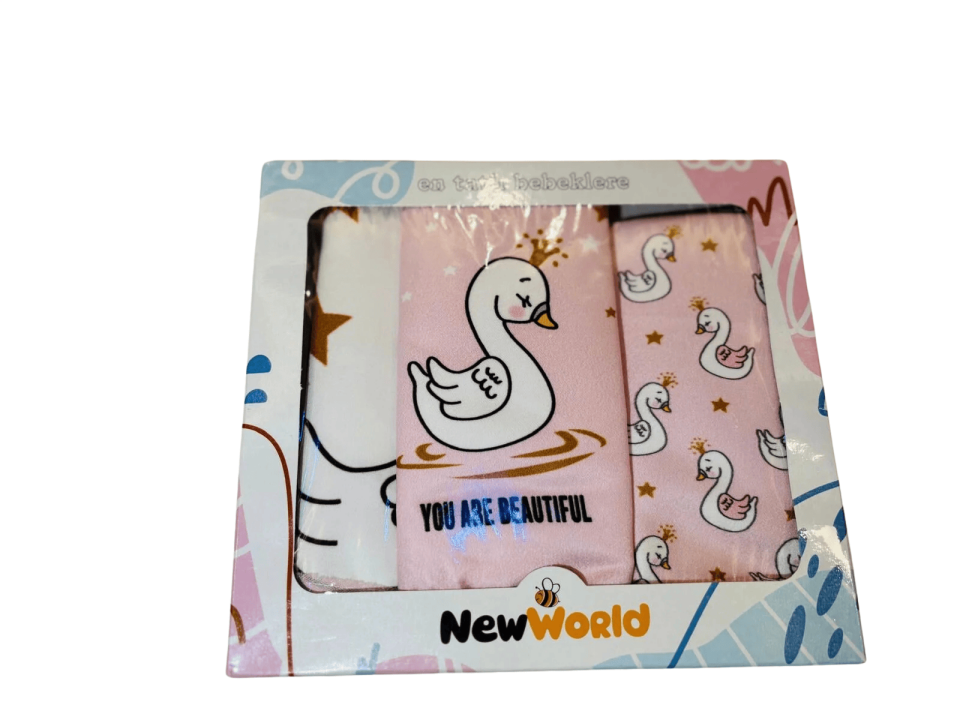 Kuğu Desenli Bebek Önlük 3’lü Set