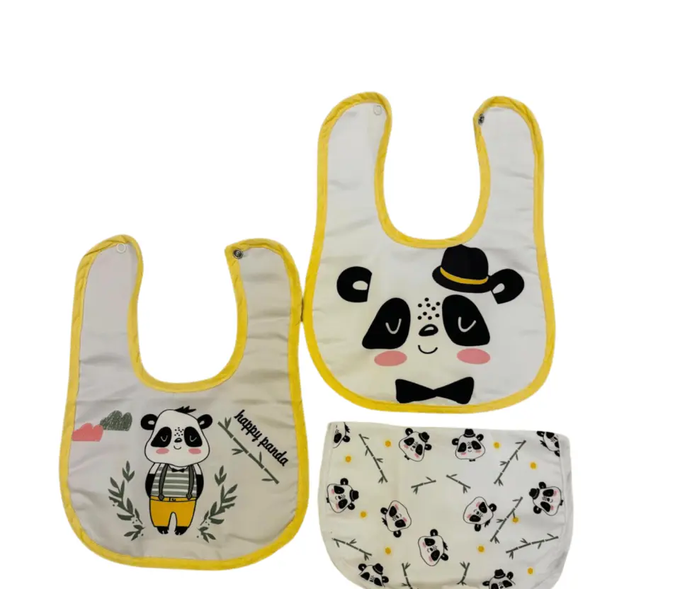 Panda Desenli Bebek Önlük 3’lü Set
