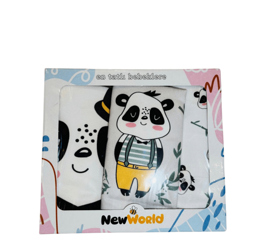 Panda Desenli Bebek Önlük 3’lü Set