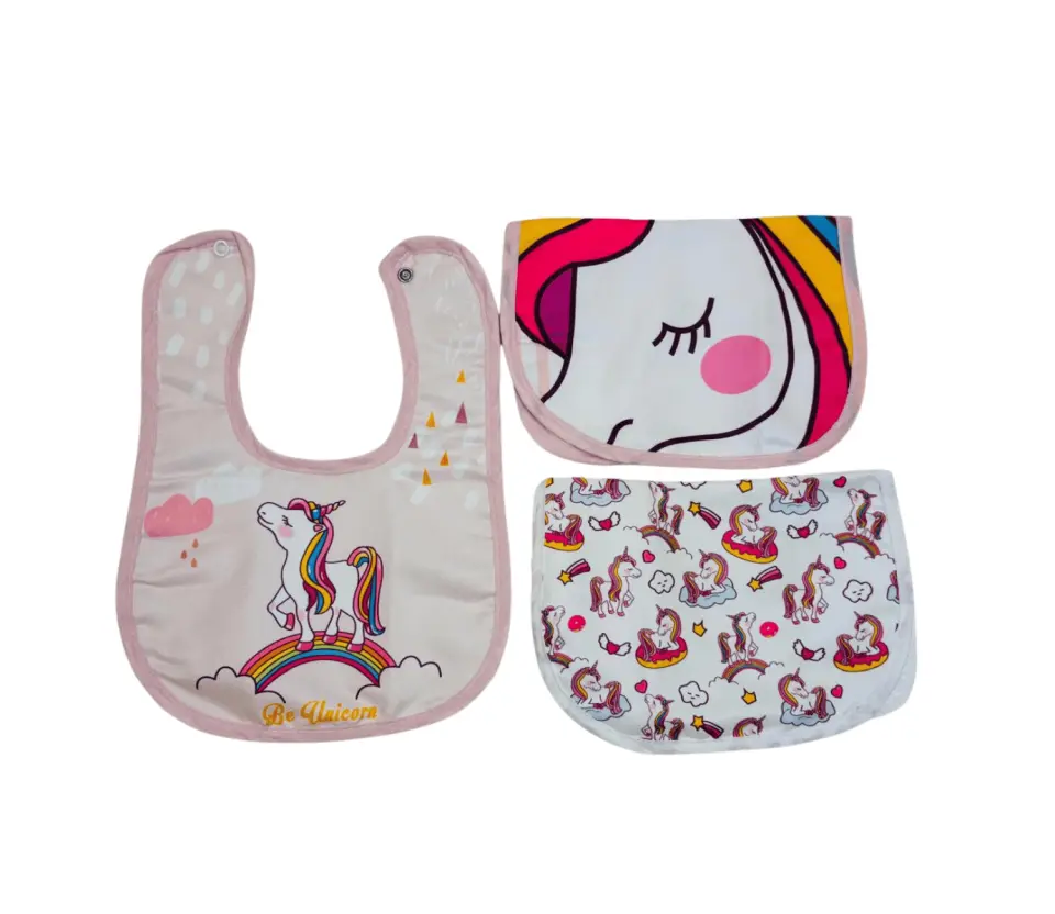 Unicorn Desenli Bebek Önlük 3’lü Set