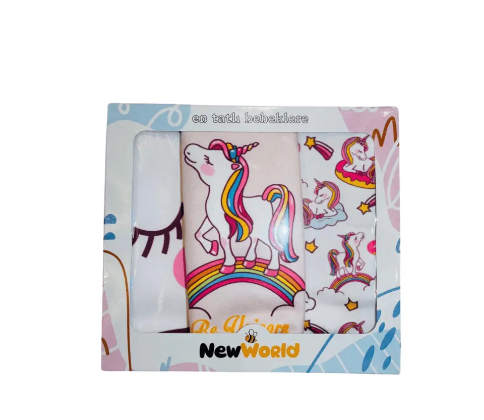 Unicorn Desenli Bebek Önlük 3’lü Set