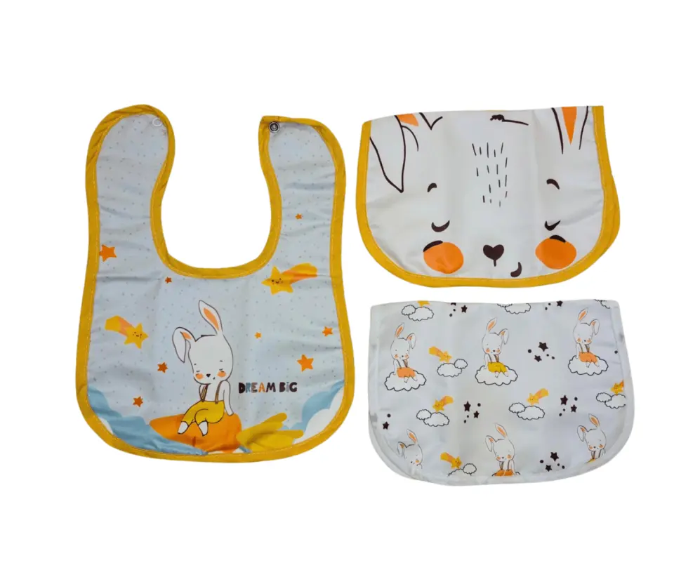 Tavşan Desenli Bebek Önlük 3’lü Set