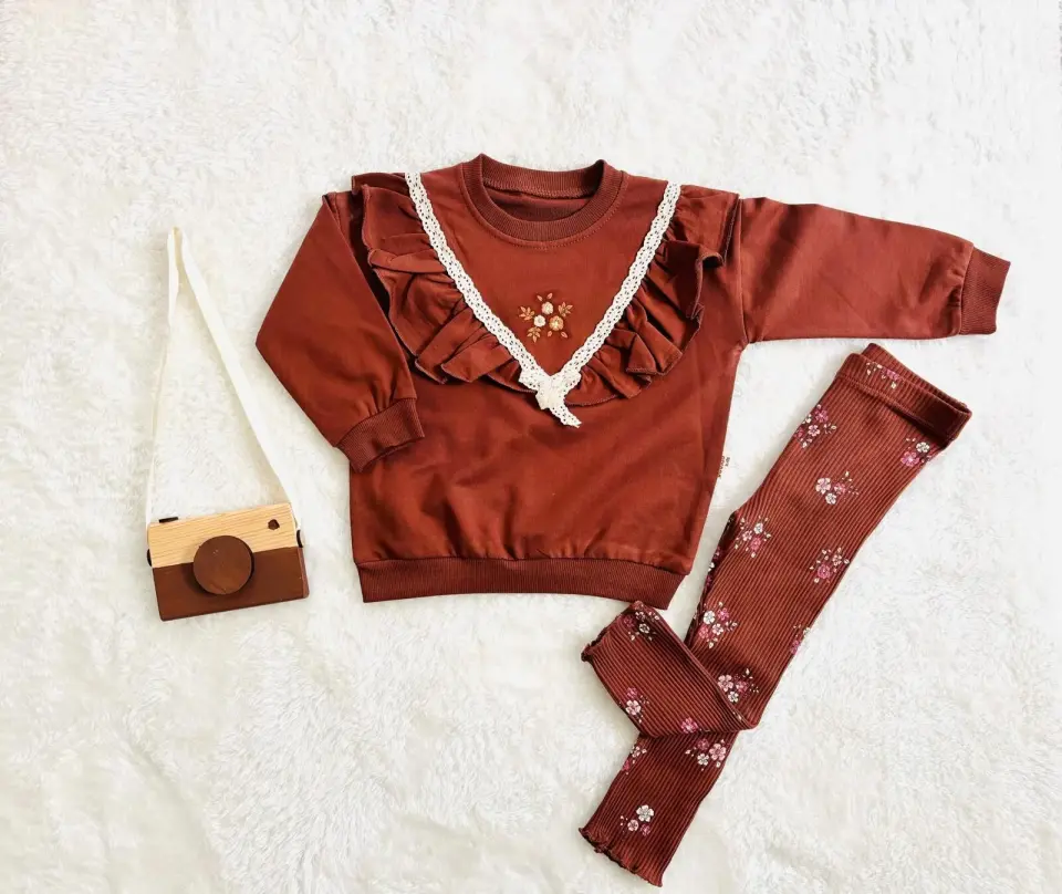 Dantel Fırfır Detaylı Kız Çocuk 2’li Takım