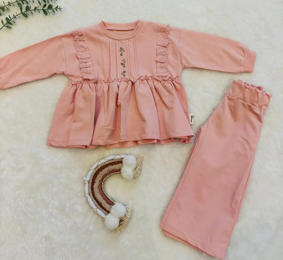 Dantel Fırfır Detaylı Kız Çocuk 2’li Takım