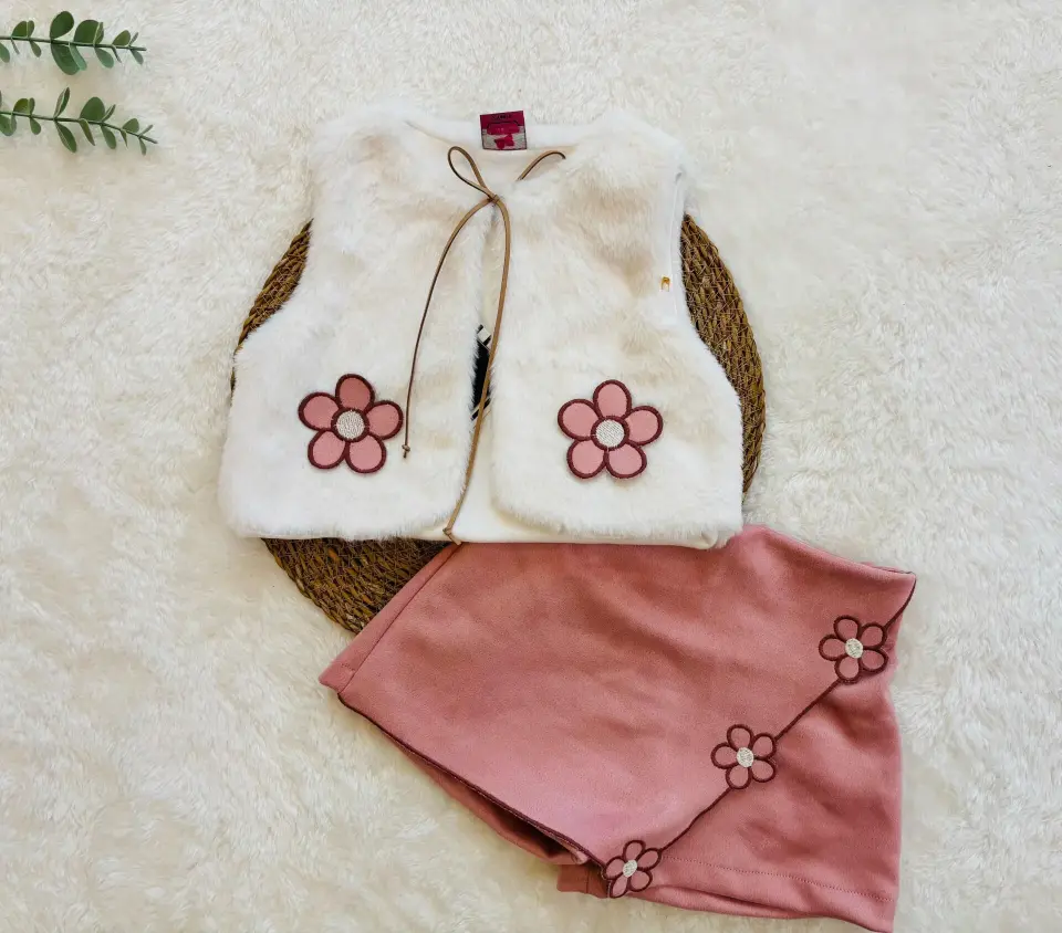 Çiçek Aplikeli Kız Çocuk 3’lü Takım