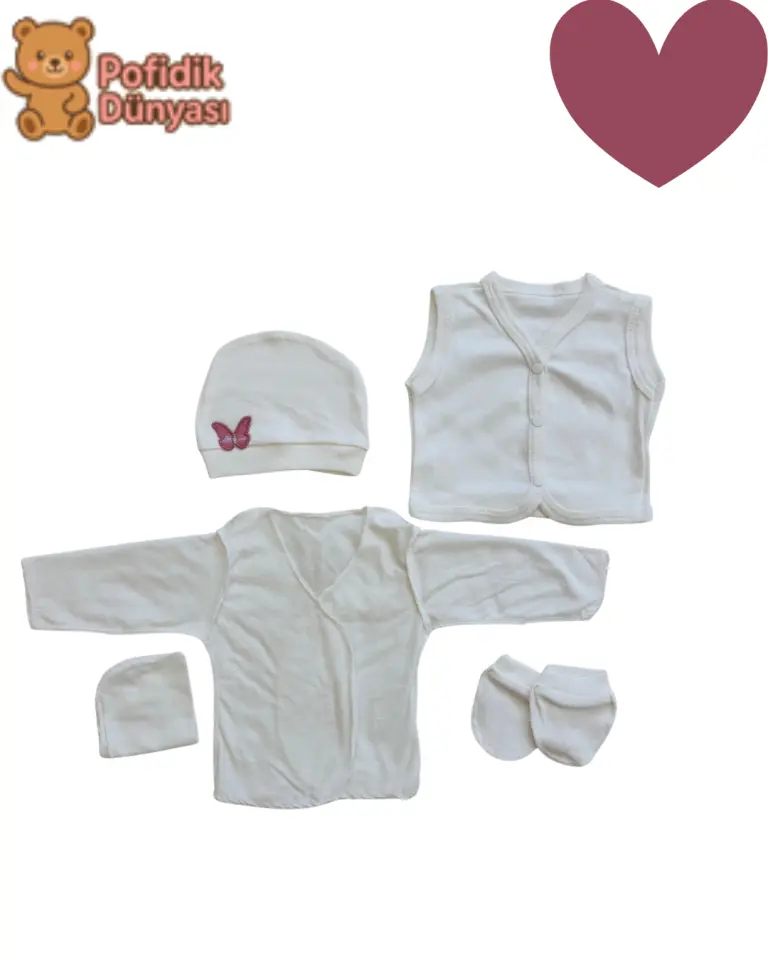 Kelebek Nakışlı 10’lu Yenidoğan Hastane Çıkışı Seti