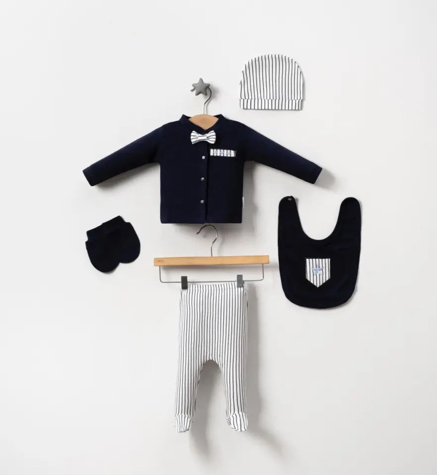 Lacivert Papyon Detaylı Erkek Bebek Takım