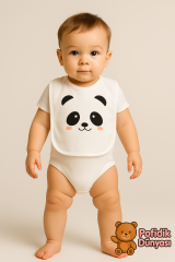 Panda Baskılı Bebek Önlüğü – %100 Pamuk, Yumuşak ve Emici